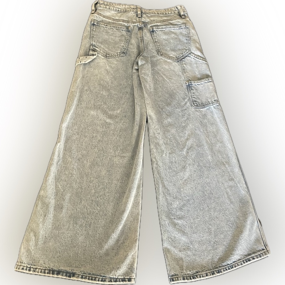 RSQ Wide Leg Carpenter Jeans in Light Gray Wash